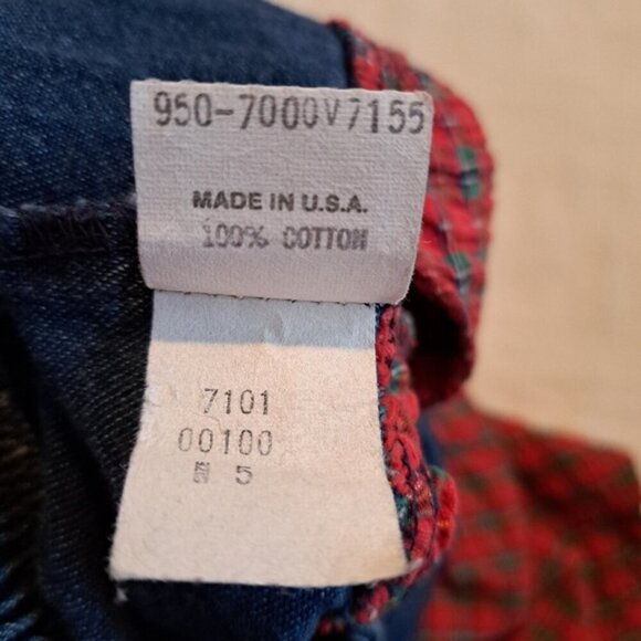 Oshkosh girls size 5 jean top, plaid red, green white and blue, Vintage - Picture 4 of 4